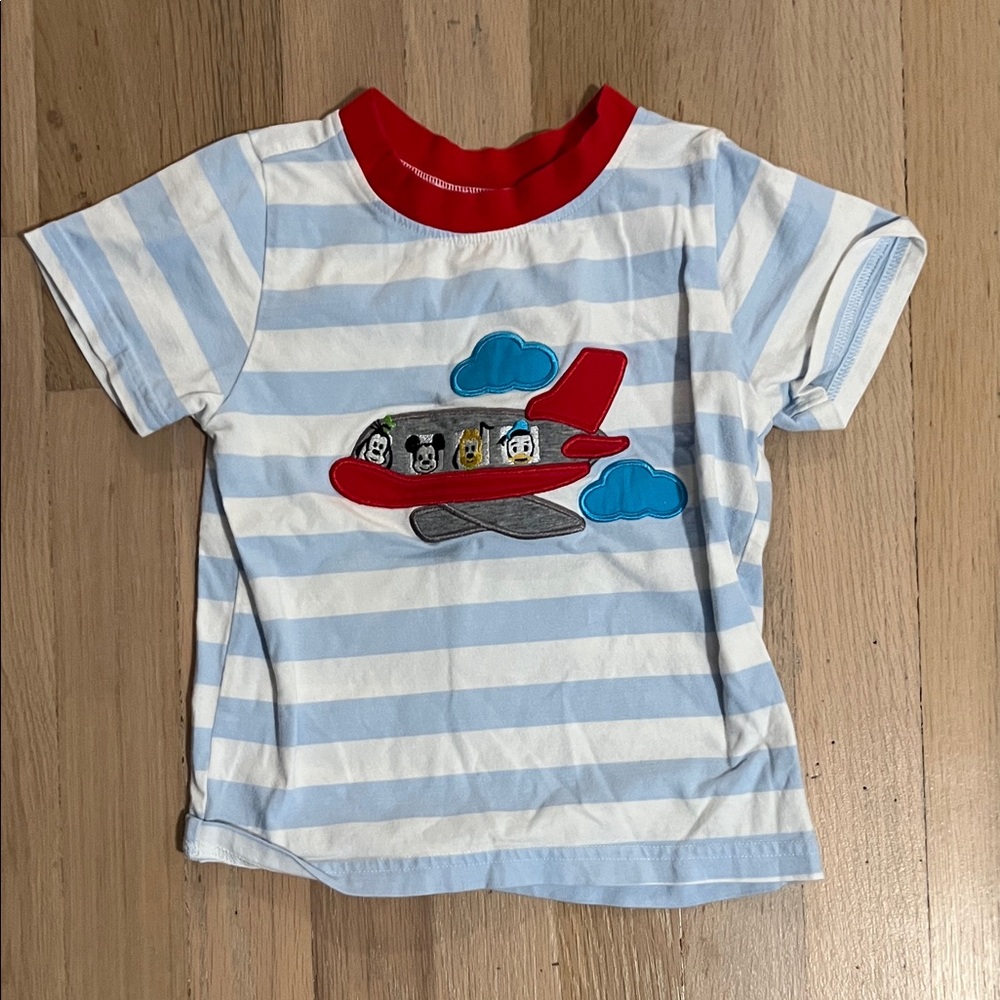 Striped Disney Airplane Graphic T-Shirt